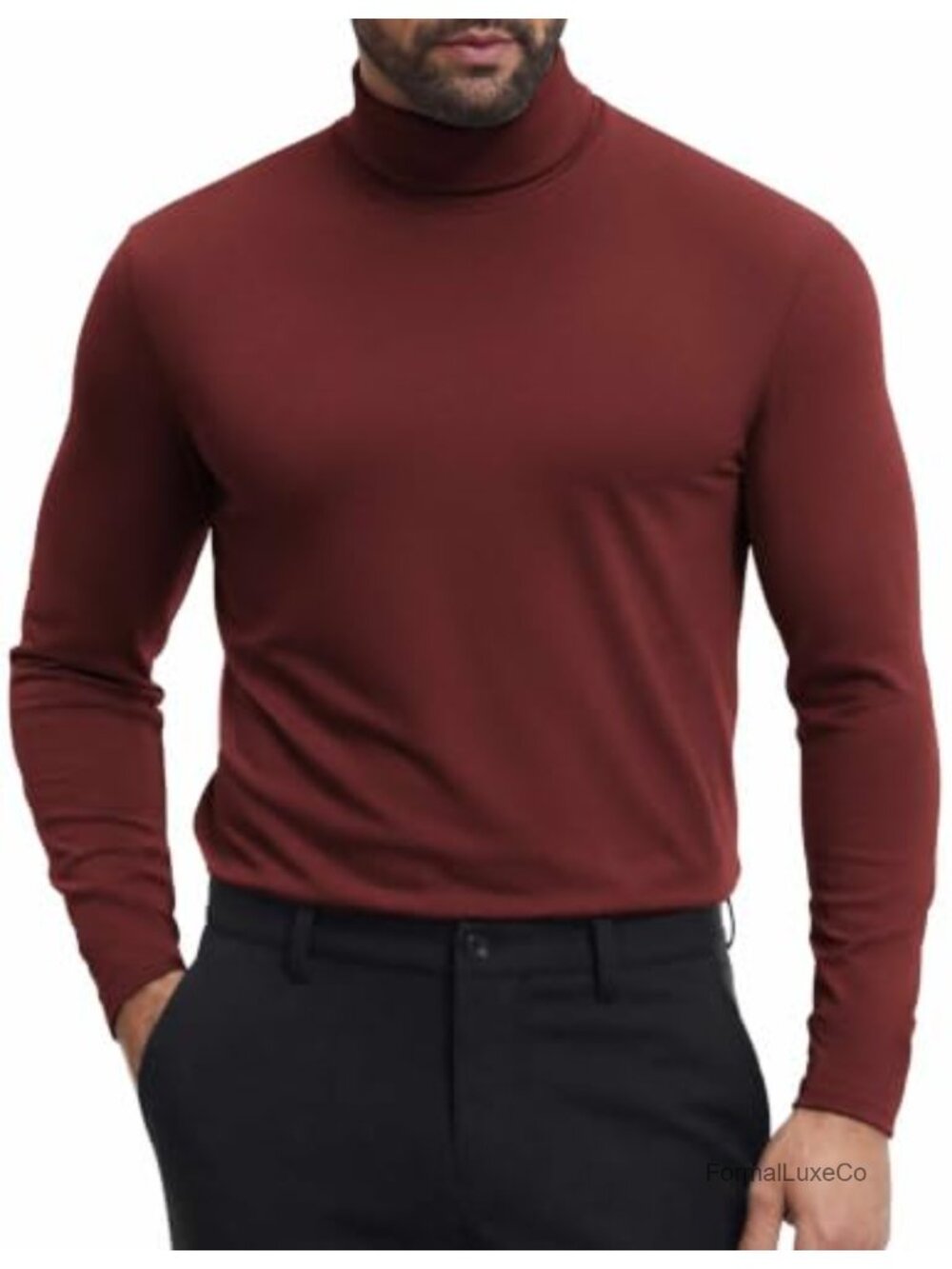 Slim Fit Turtleneck Shirt for Men Long Sleeve Pullover Sweater Top